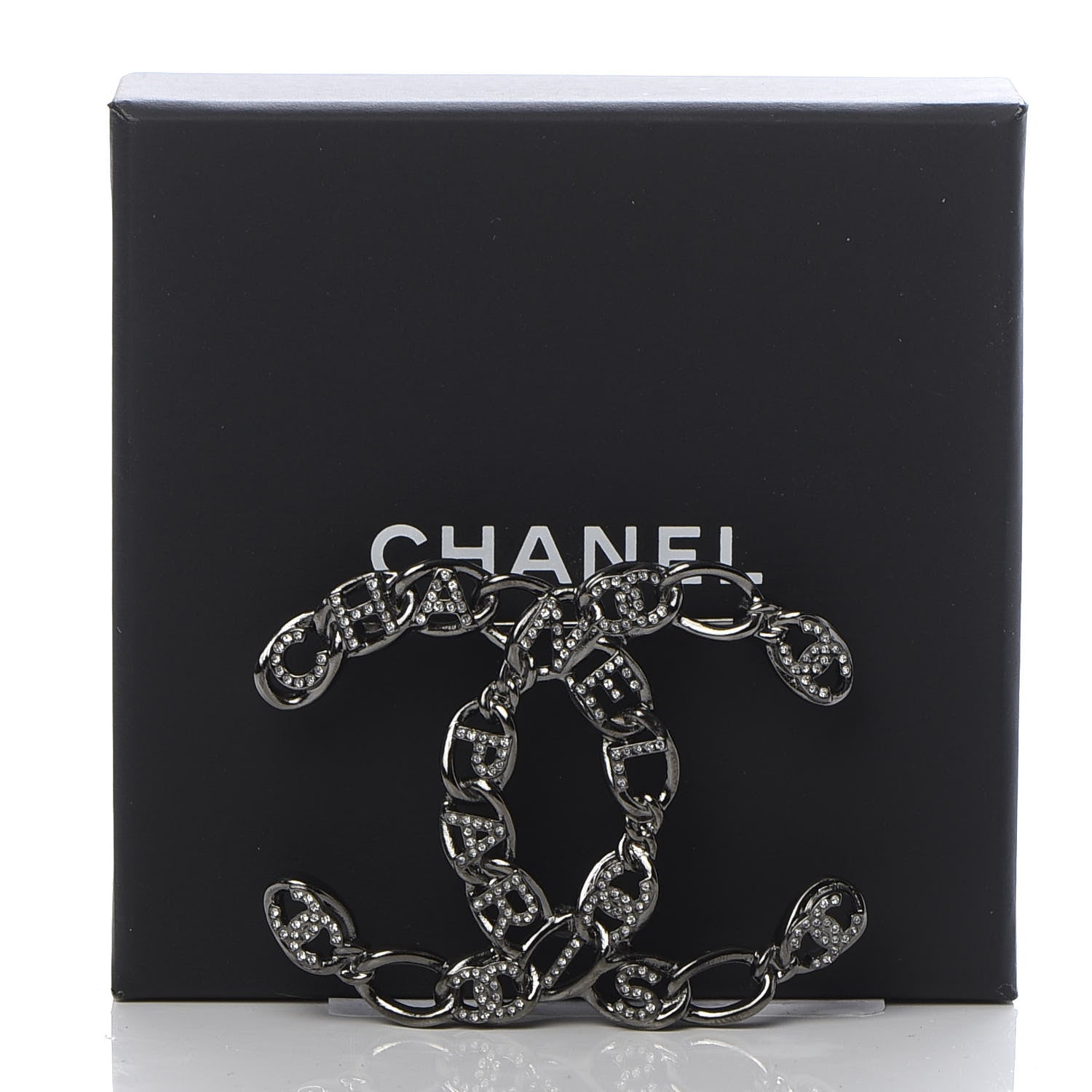 Chanel Ruthenium Crystal CC Brooch 5 of 5