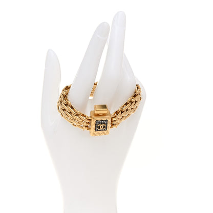 Chanel Crystal Perfume Bottle CC Chain Bracelet S Gold 2 of 5