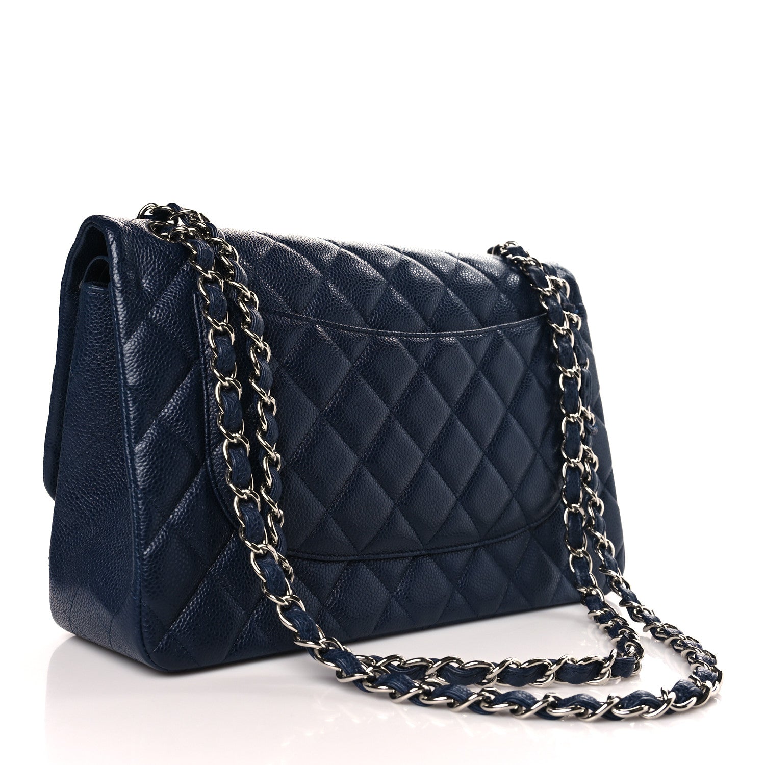 Chanel Caviar Quilted Jumbo Double Flap Navy Blue 3 of 9