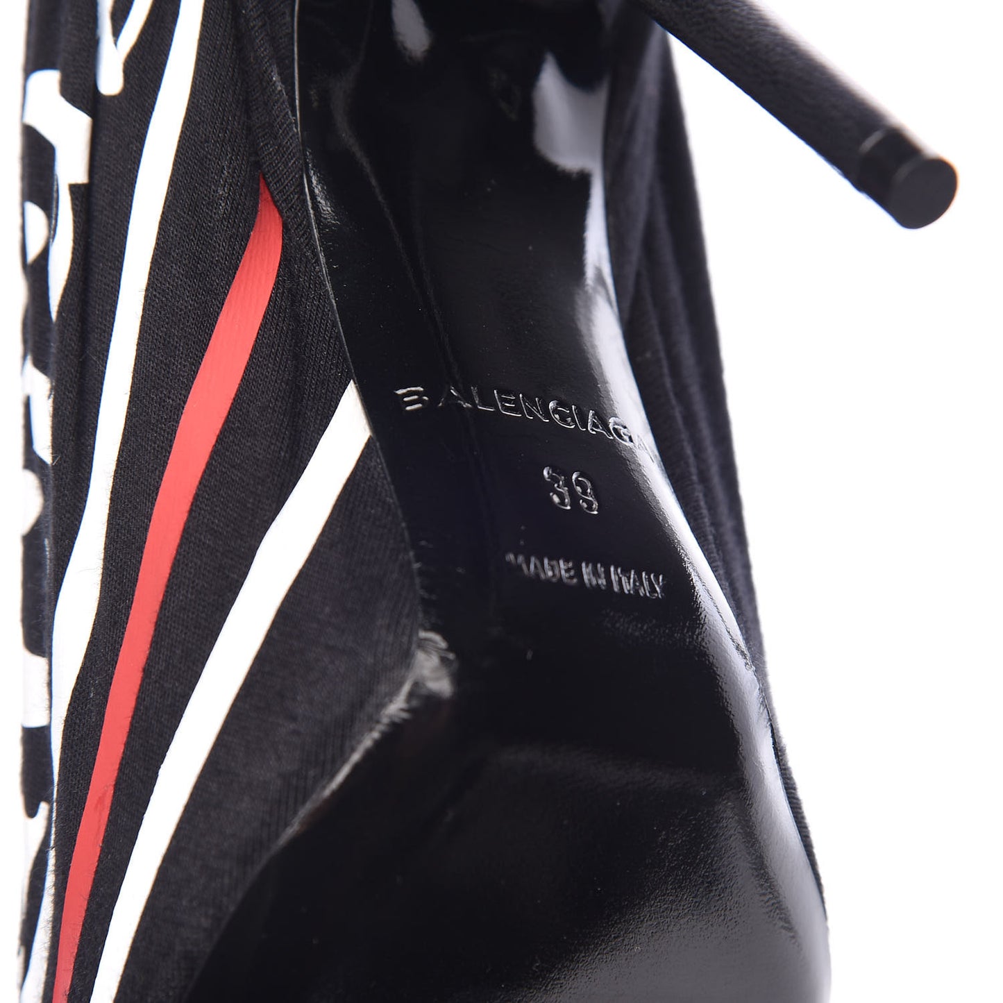 Jersey Crepe Political Campaign Logo Knife 115 Pointed Pumps 39 Black White Rouge