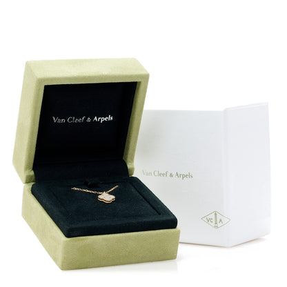 Van Cleef & Arpels 18K Yellow Gold Mother of Pearl Sweet Alhambra Pendant Necklace 7 of 7
