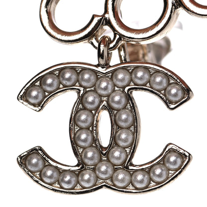 Chanel Metal Pearl CC Coco Climber Clip On Earrings Gold 6 of 6