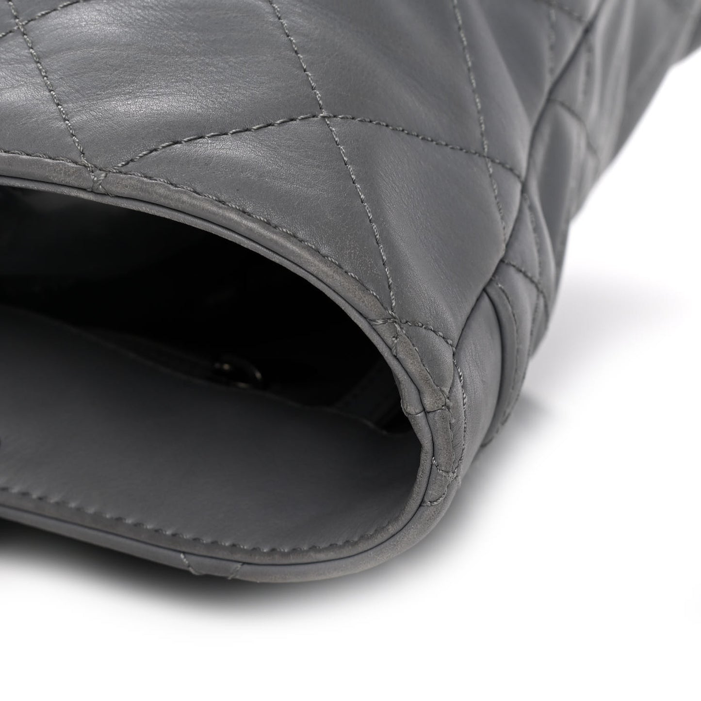 Lambskin Quilted Shopping Tote Grey