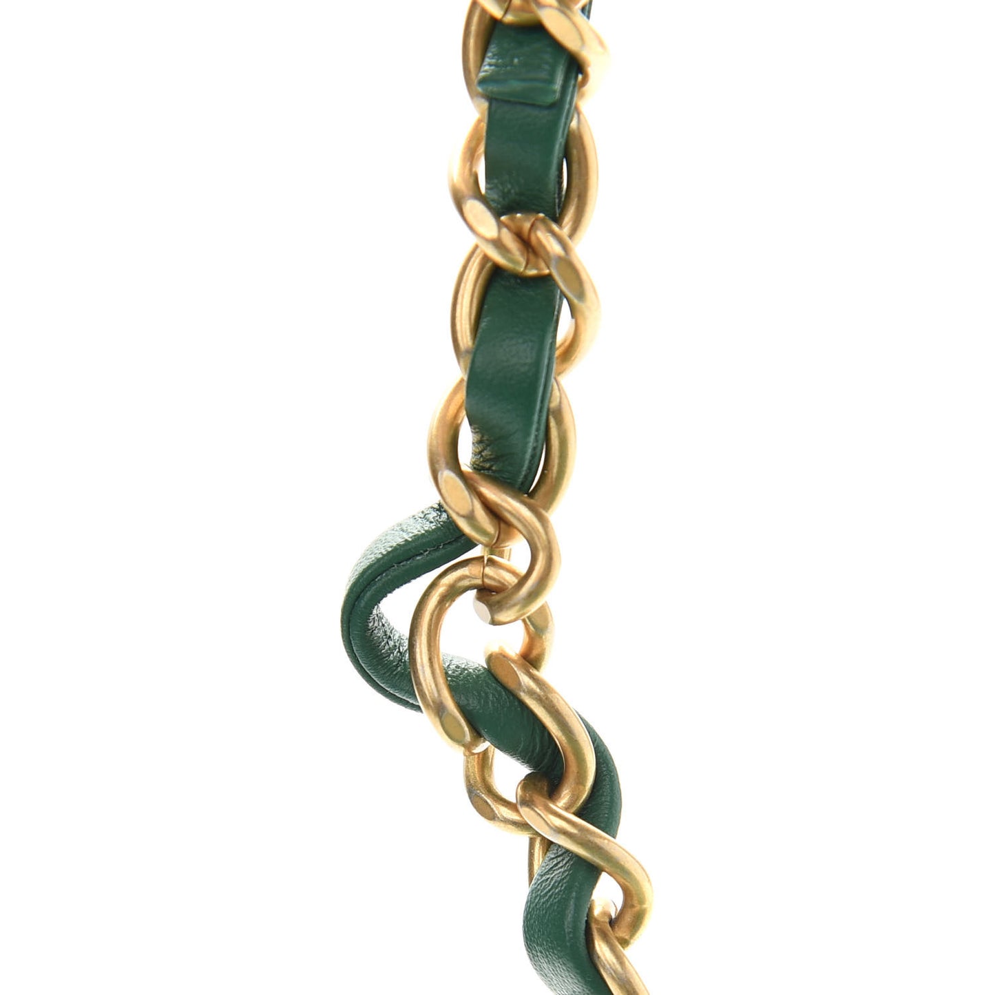 Lambskin Quilted Chain Infinity Top Handle Flap Green