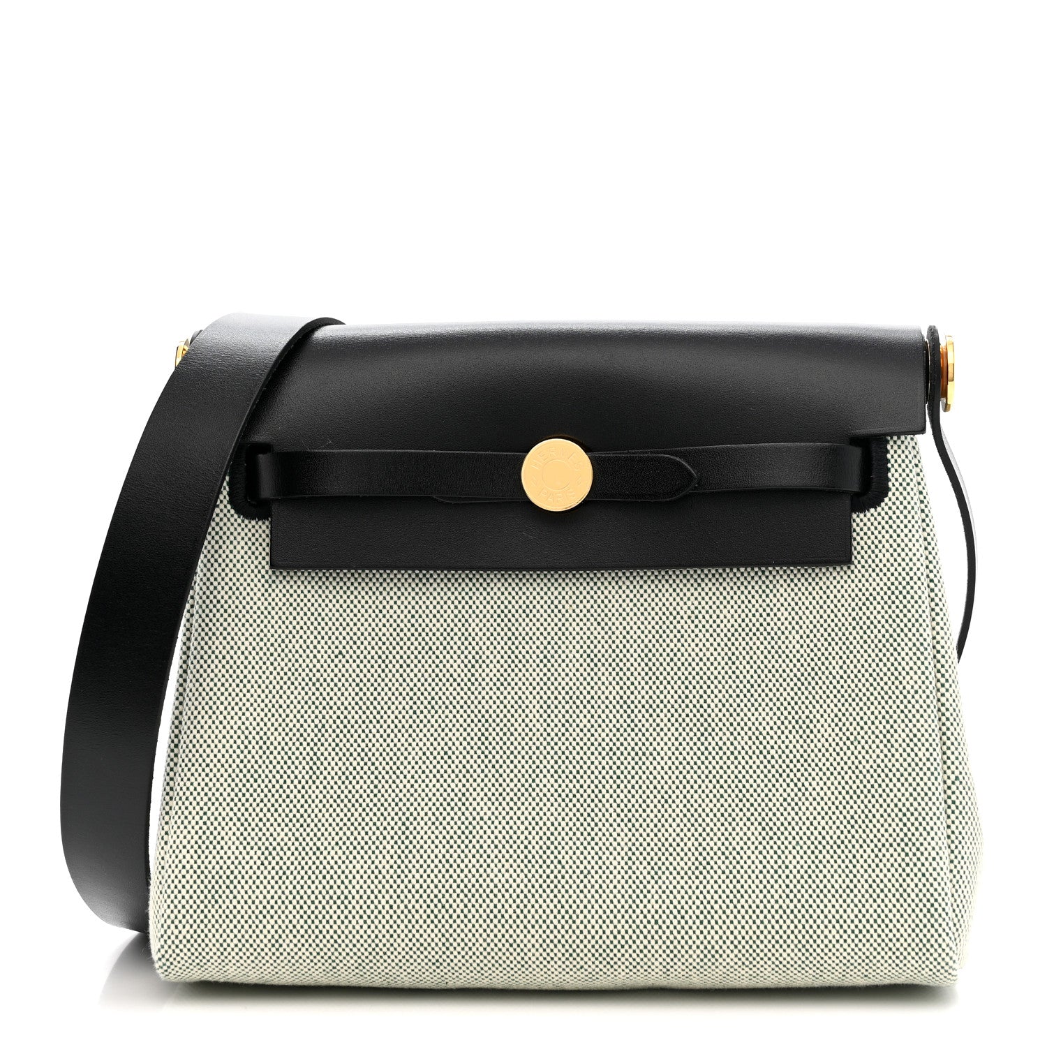 Hermes Military Toile Vache Hunter Herbag Zip Retourne 20 Ecru Vert Moyen Black 1 of 11