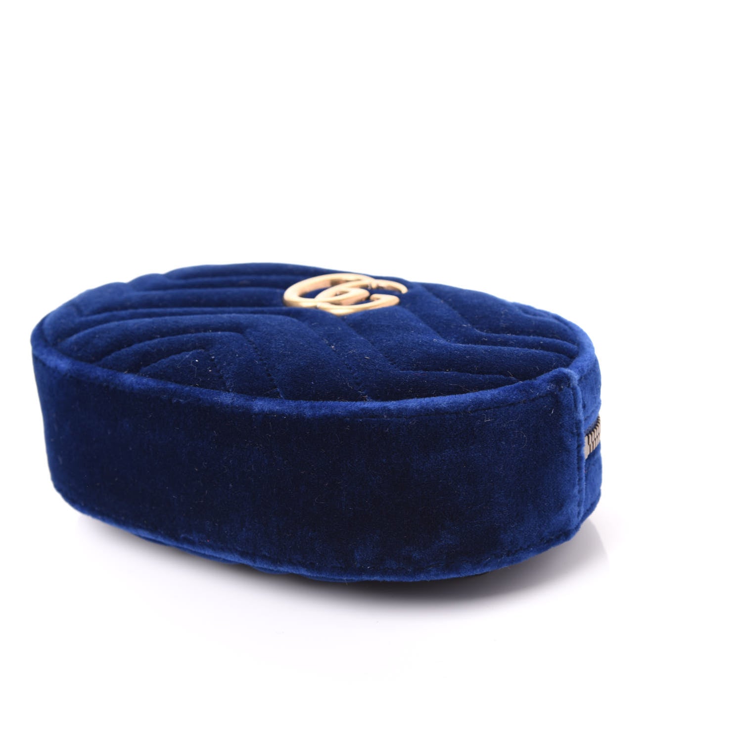 Gucci Velvet Matelasse GG Marmont Belt Bag 85 34 Cobalt Blue 6 of 9