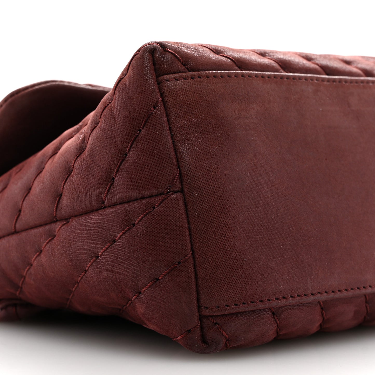 Iridescent Calfskin Surpique Chevron Flap Burgundy