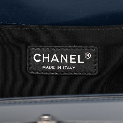 Chanel Patent Calfskin Quilted Medium Plexiglass Boy Flap Blue 5 of 11
