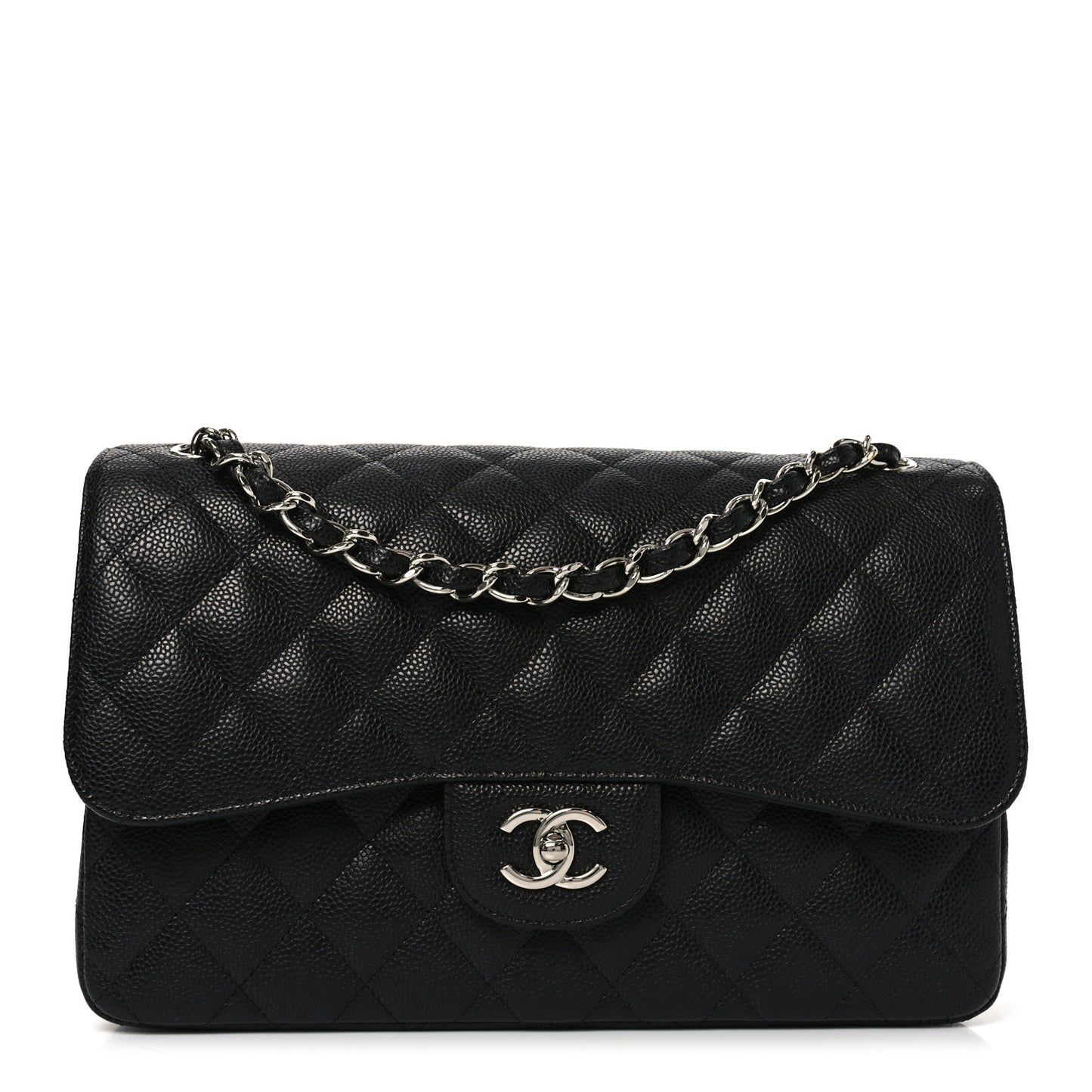 Caviar Quilted Jumbo Double Flap Black