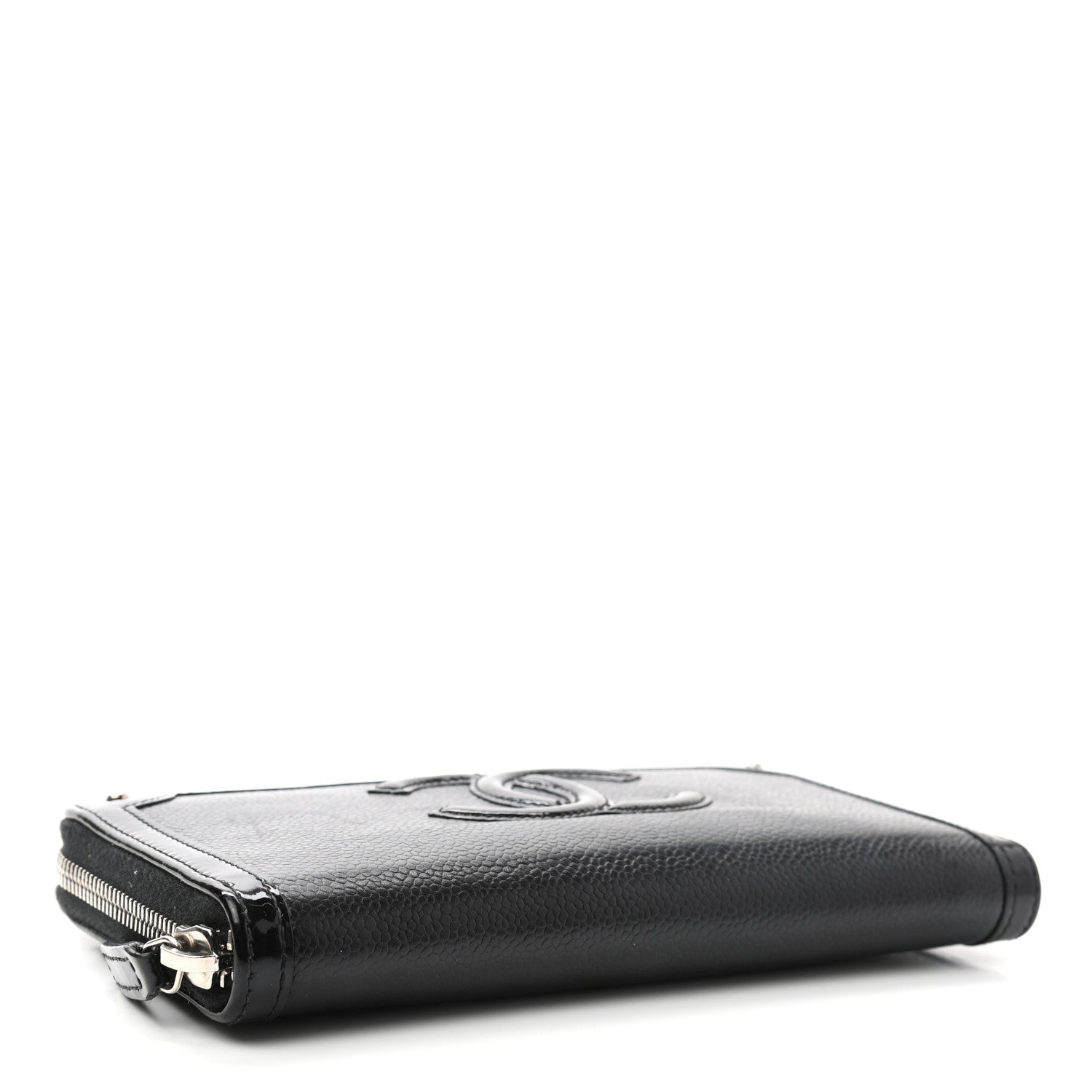 Chanel Caviar Patent Small CC Contour Zip Around Wallet Black 4 of 12