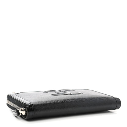 Chanel Caviar Patent Small CC Contour Zip Around Wallet Black 4 of 12