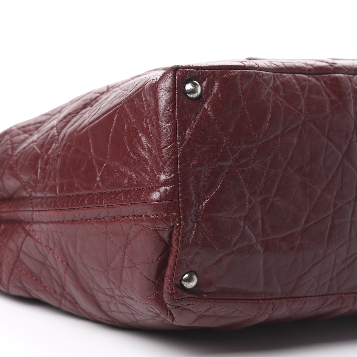 Aged Calfskin Large Shopping In Moscow Tote Burgundy