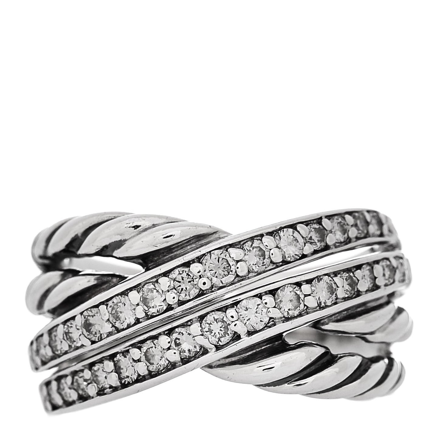 Sterling Silver Diamond Double Crossover Cable Ring 54 7