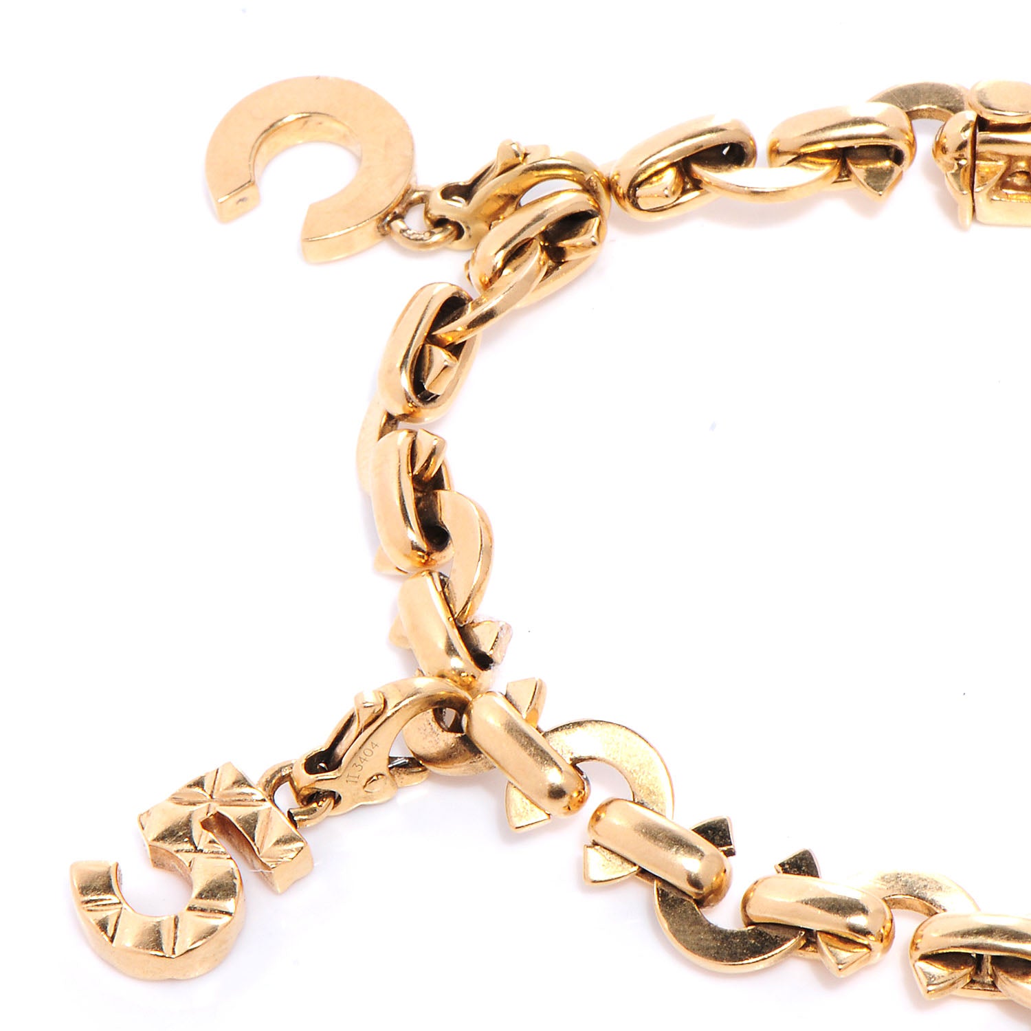 Chanel 18k Yellow Gold Diamond Interlocking Charm Bracelet 6 of 6