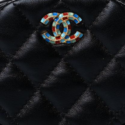 Chanel Lambskin Enamel Quilted Zip Around Classic Coin Purse Black 8 of 9