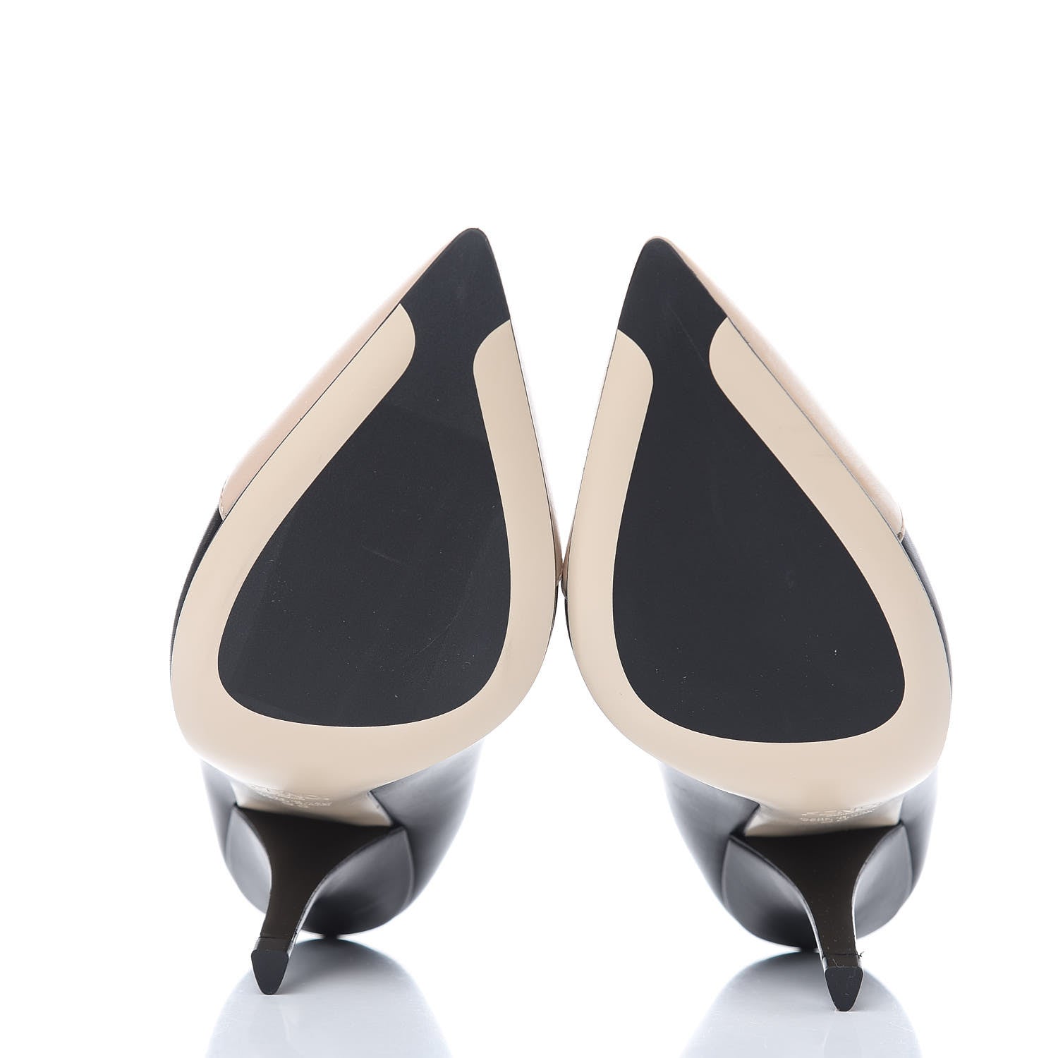 Fendi Calfskin Curved Heel Pumps 36 Black Beige 4 of 8