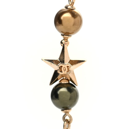 Chanel Beaded Star CC Long Necklace Green Gold 7 of 7