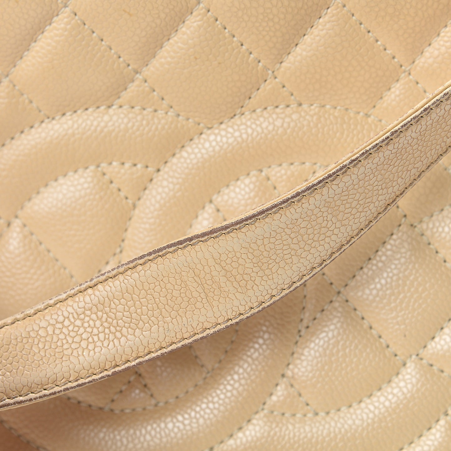 Caviar Quilted Grand Shopping Tote GST Beige