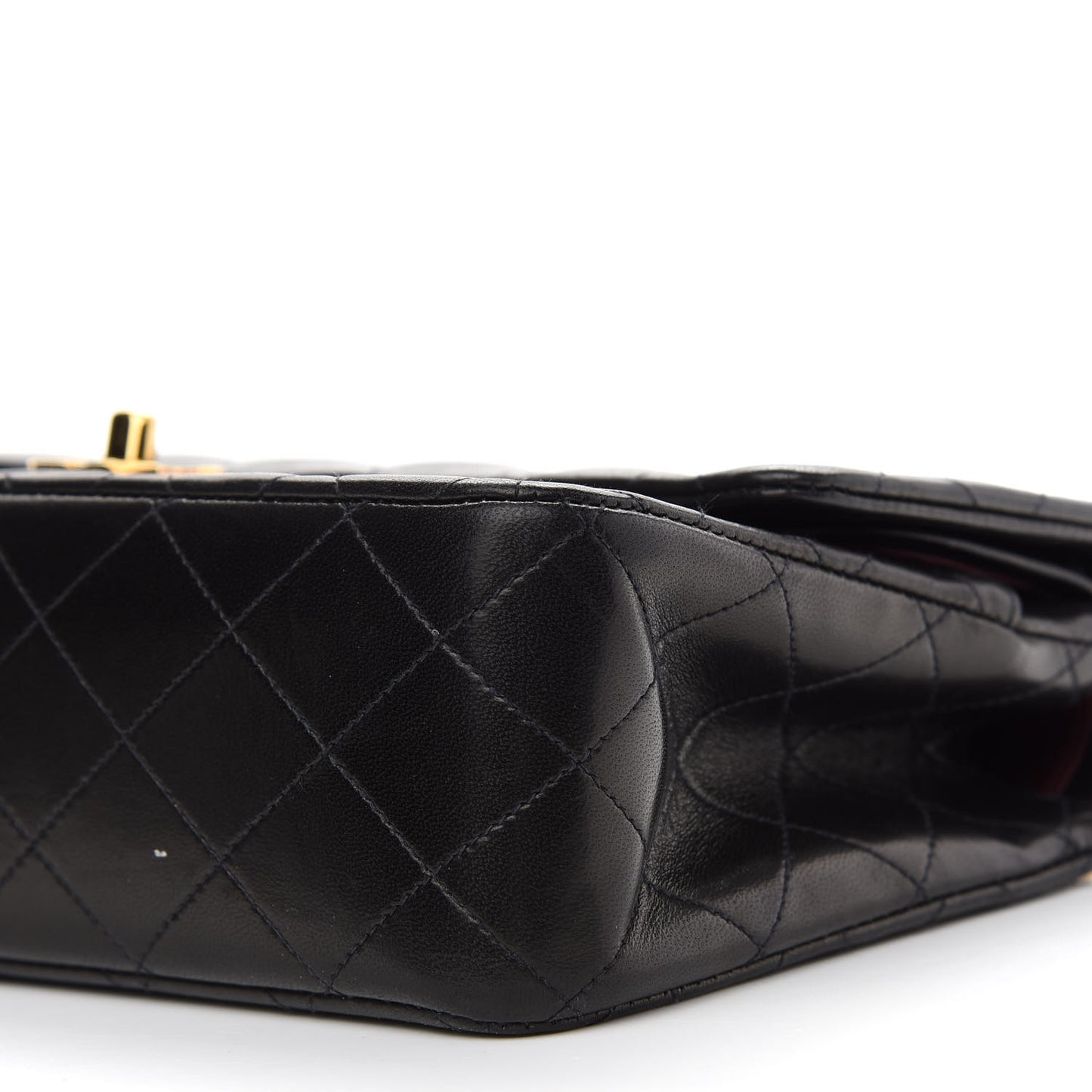 Lambskin Quilted Medium Double Flap Black