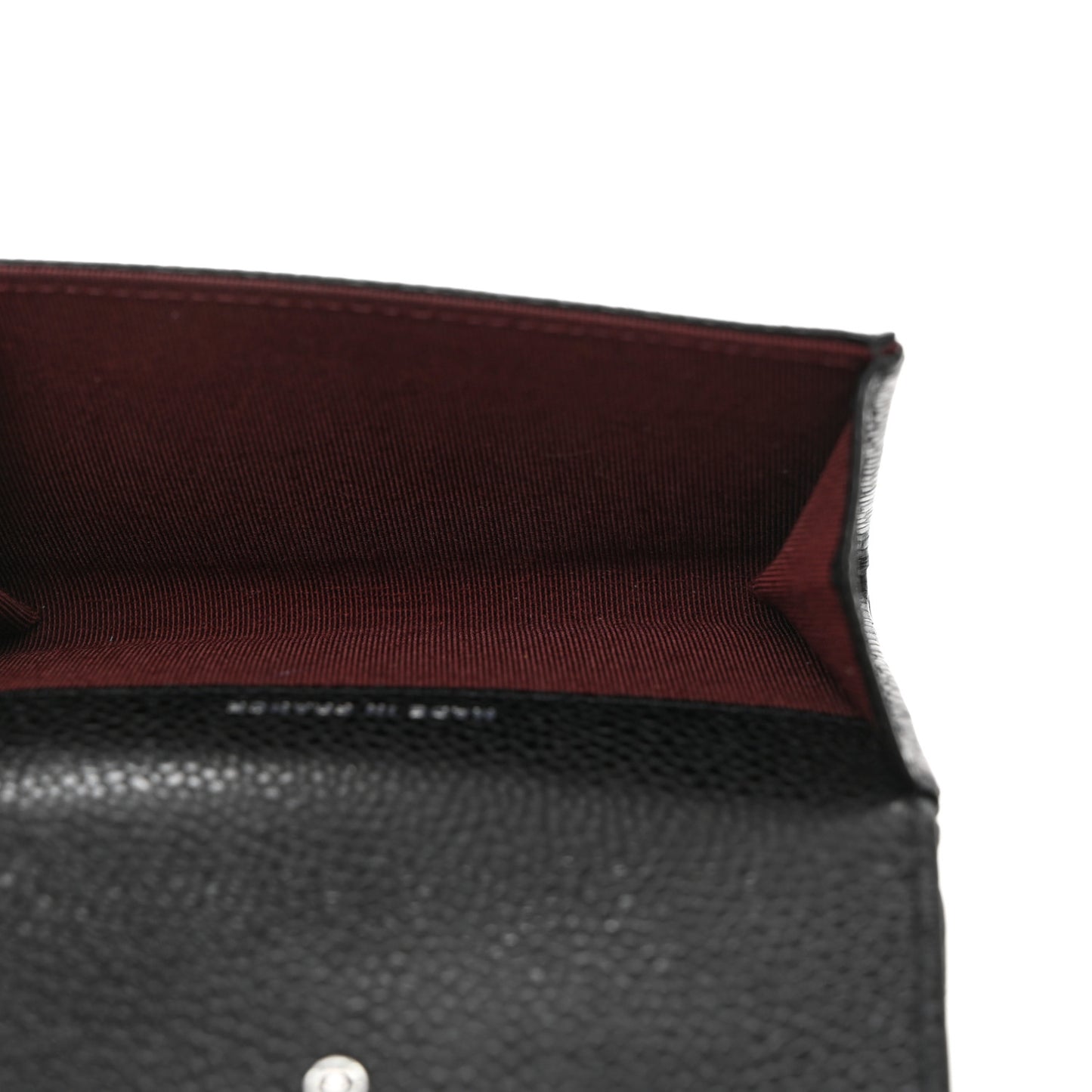 Caviar Quilted Flap Card Holder Wallet Black