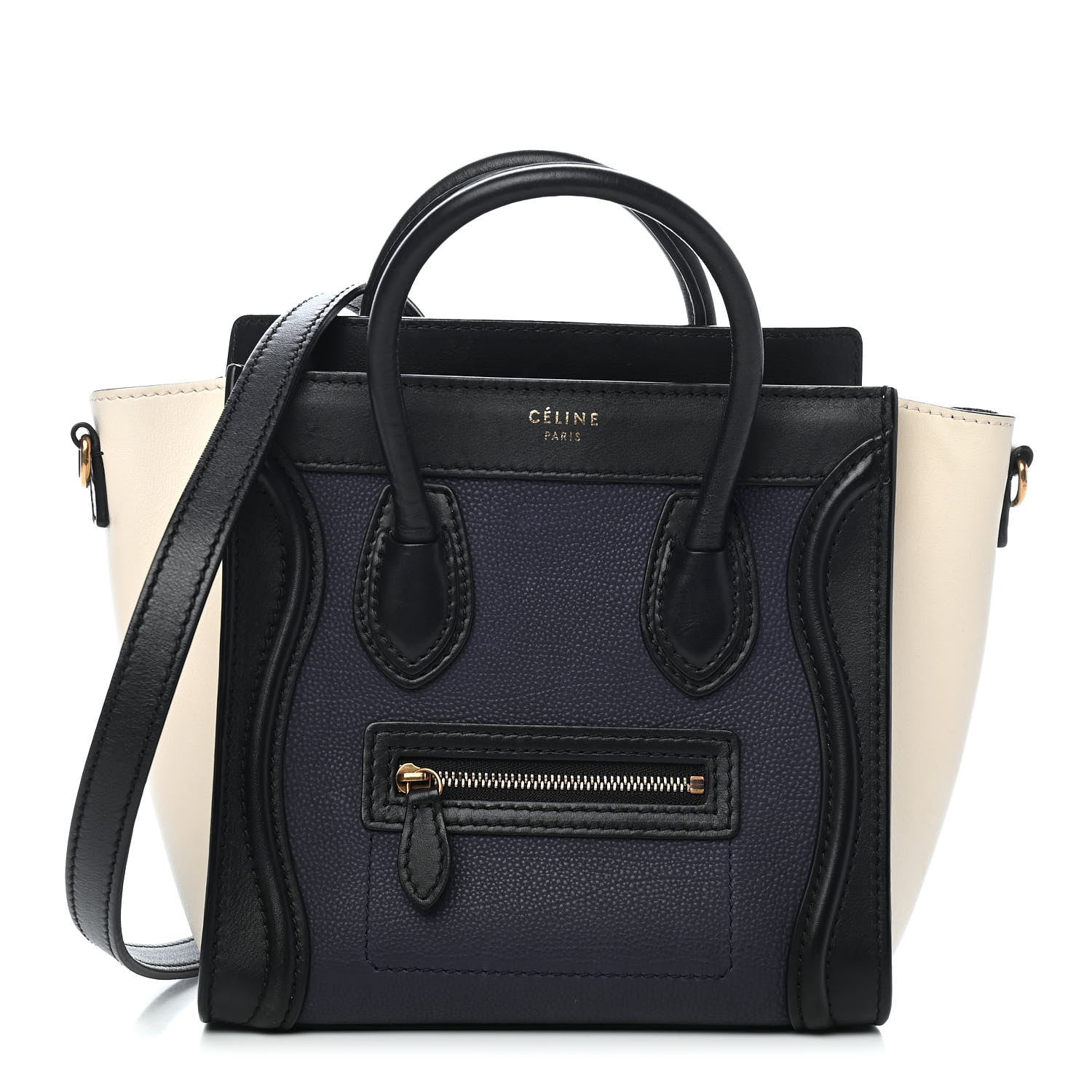 Celine Bullhide Calfskin Nano Tri-Color Luggage Navy Multicolor 1 of 8