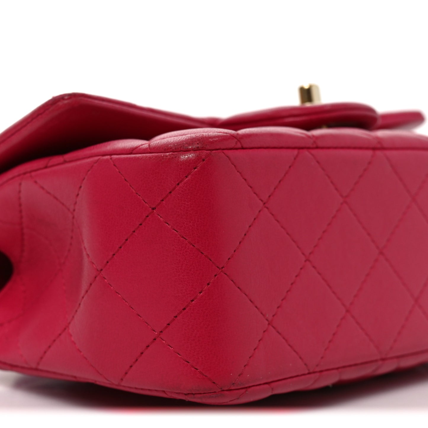 Lambskin Quilted Mini Top Handle Rectangular Flap Dark Pink Dark Pink