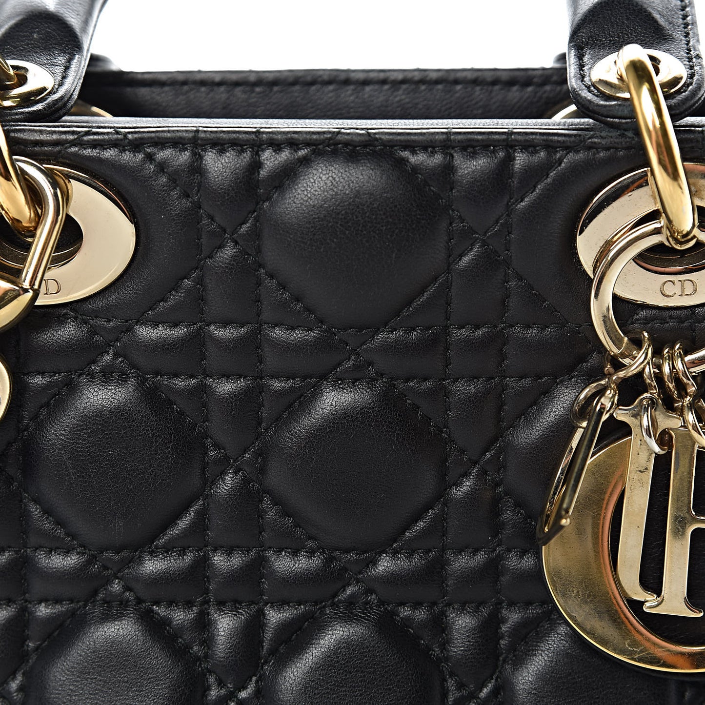 Lambskin Cannage Small Lucky Badges My Lady Dior Black