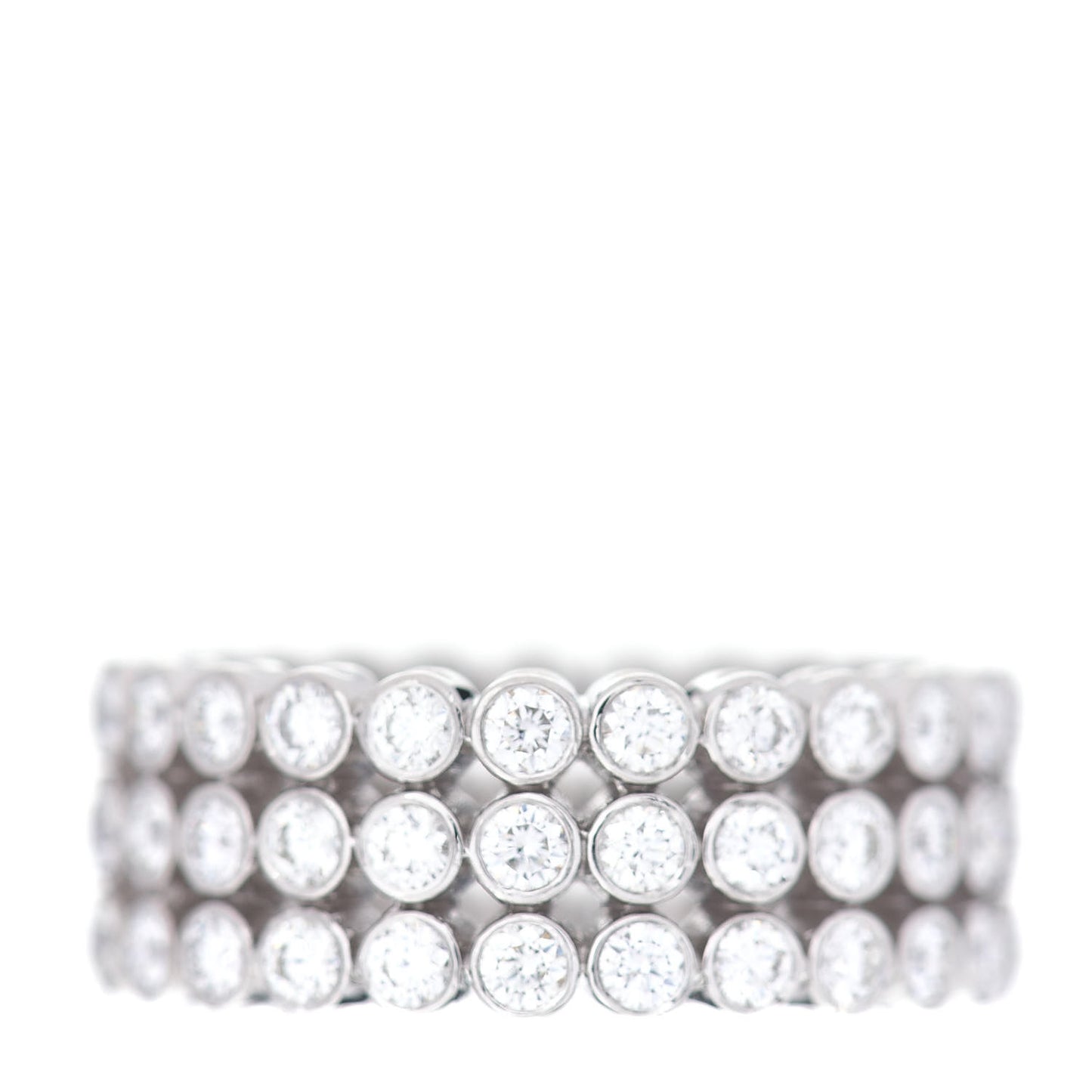 Platinum Diamond Jazz Three-Row Band Ring 49 4.75