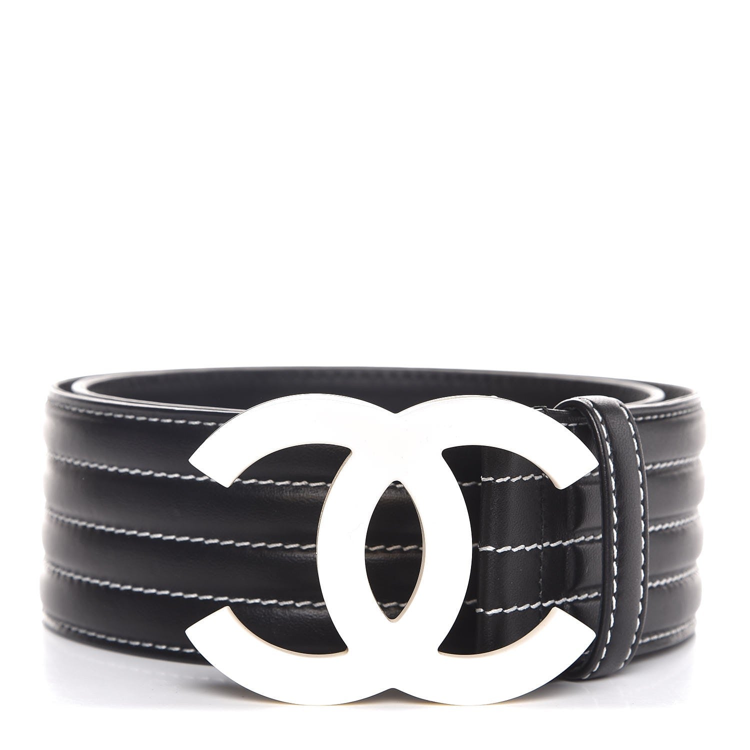 Chanel Calfskin Stitched CC Belt 85 34 Black 1 of 7