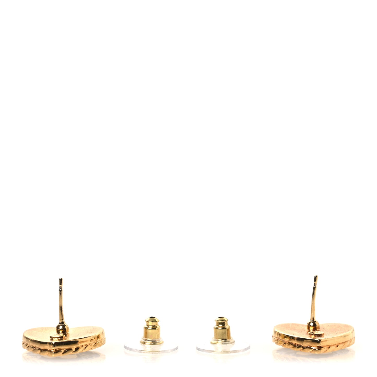 Metal Enamel CC Denim Heart Earrings Gold Blue