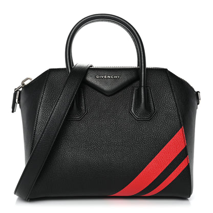 Givenchy Sugar Goatskin Striped Small Antigona Black Red 1 of 11