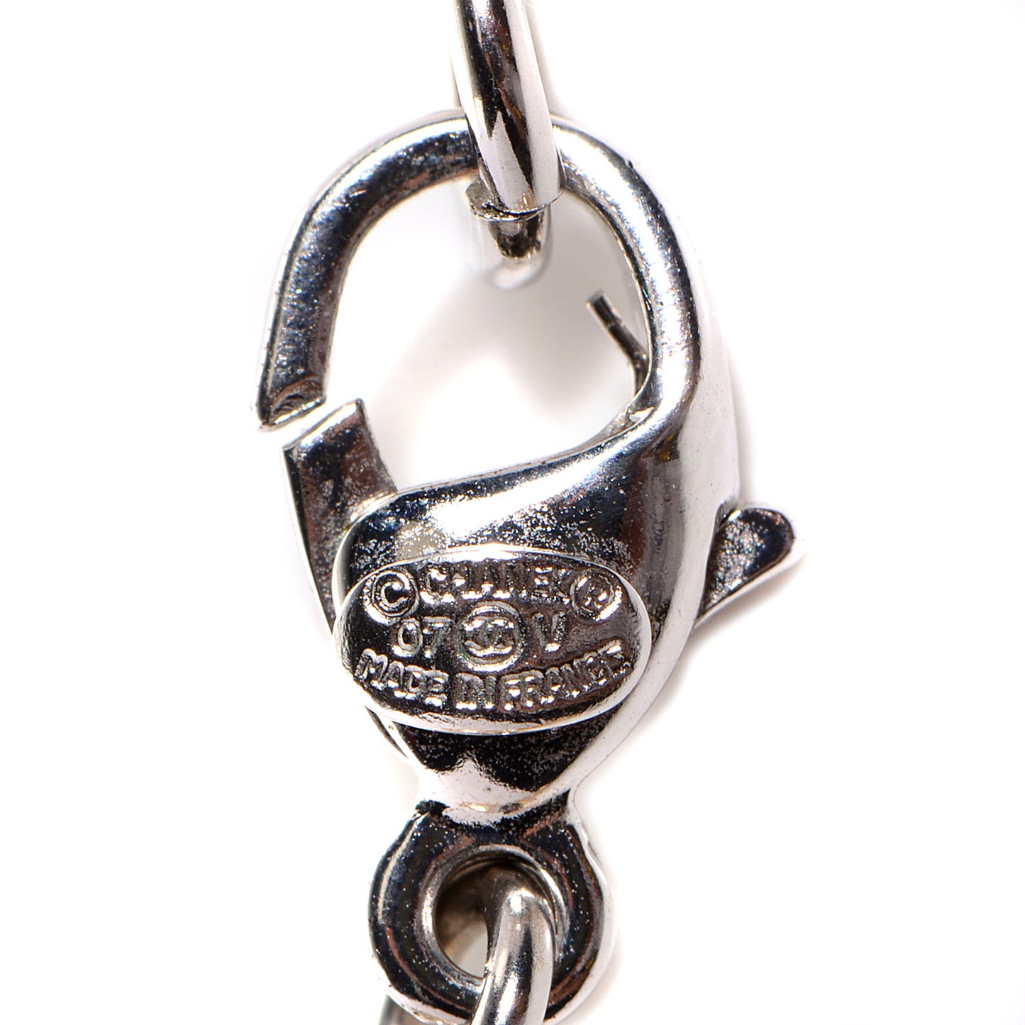 Graduated Pearl CC Long Necklace Silver