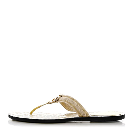 Gucci Guccissima Web Interlocking G Thong Sandals 39.5 Beige 1 of 11