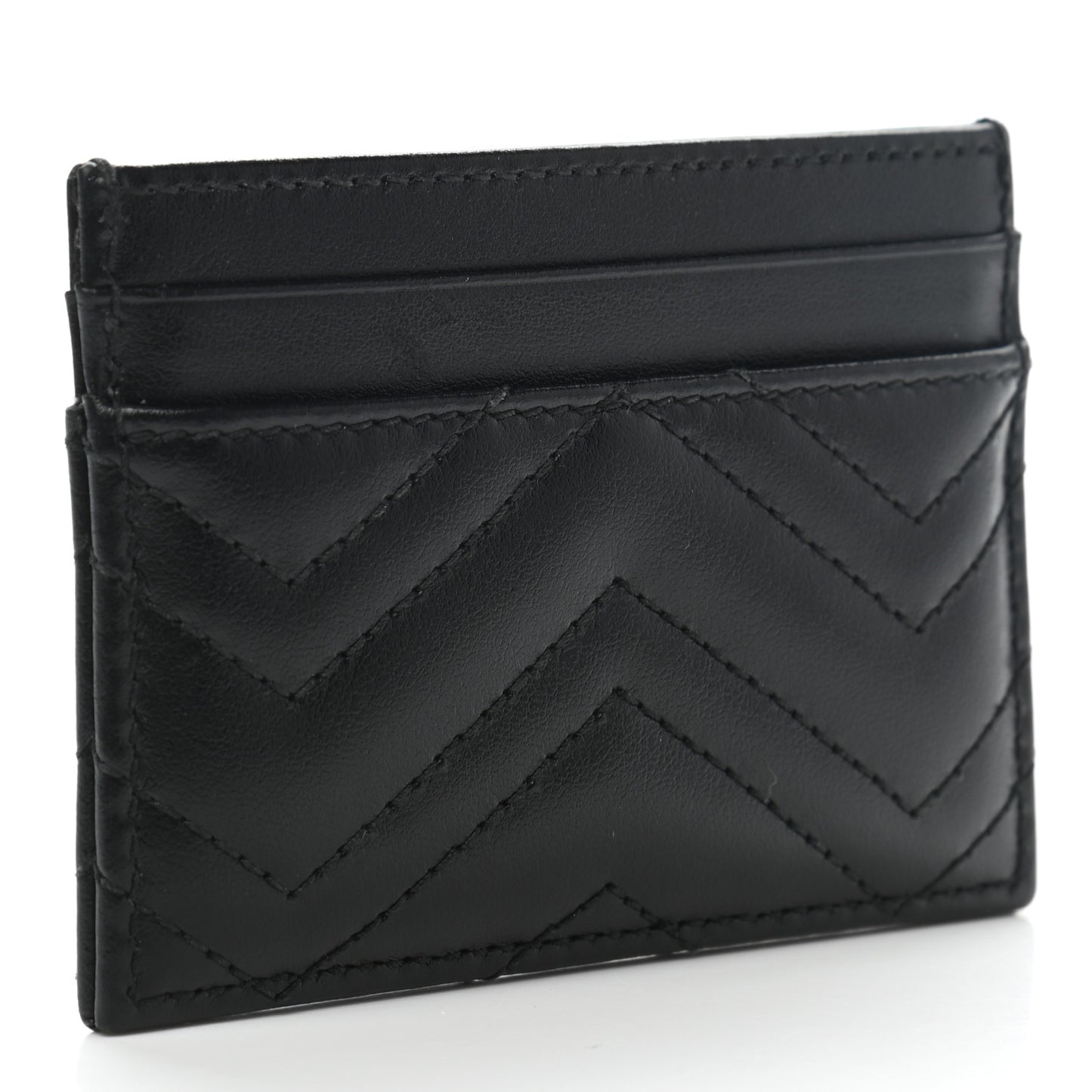 Calfskin Matelasse GG Marmont Card Holder Black
