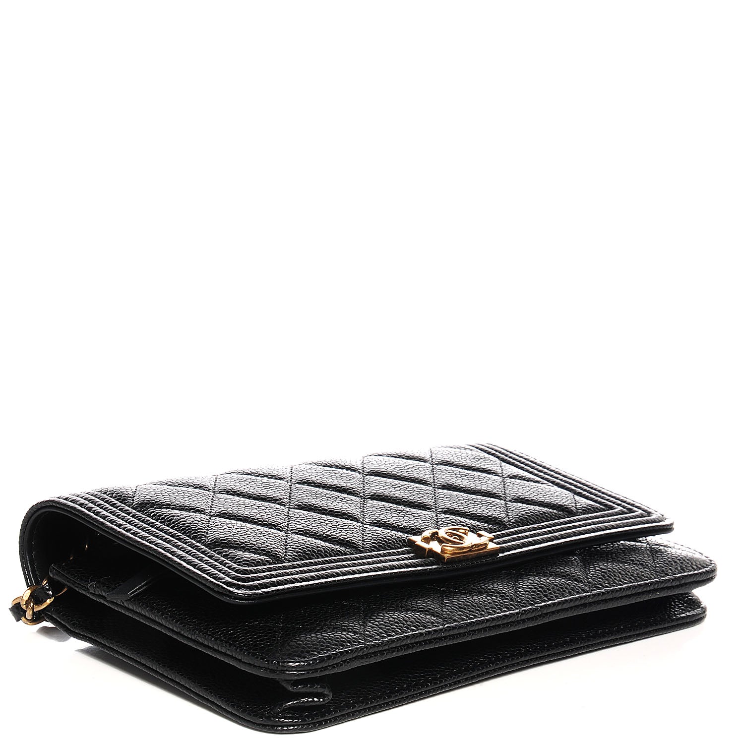 Chanel Caviar Quilted Boy Wallet On Chain WOC Black 5 of 18