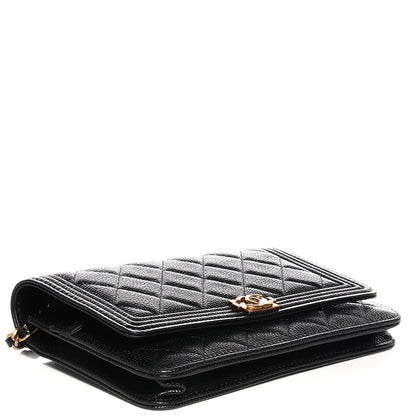 Chanel Caviar Quilted Boy Wallet On Chain WOC Black 5 of 18