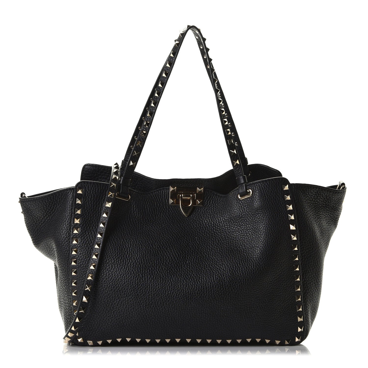 Valentino Garavani Pebbled Calfskin Medium Rockstud Tote Black 2 of 8