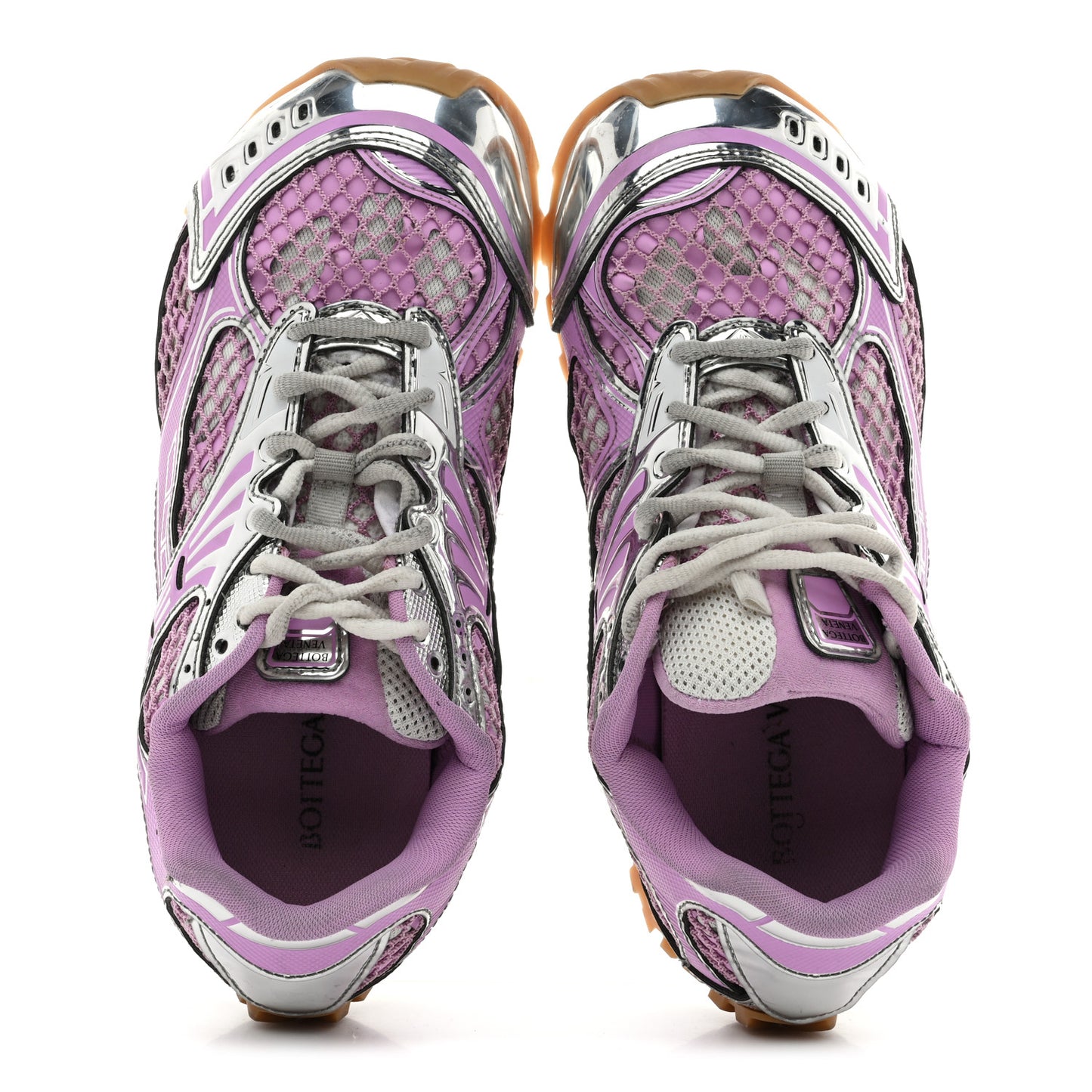 Calfskin Fishnet Fabric Orbit Sneakers 39 Gloss Silver