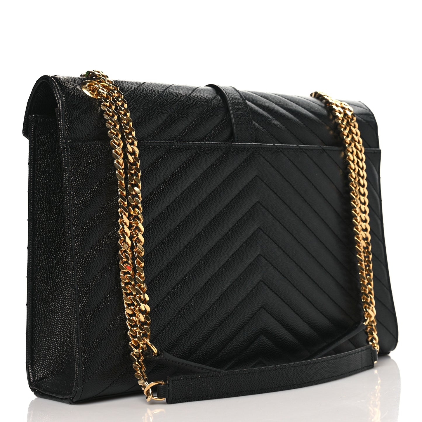 Grain De Poudre Matelasse Chevron Large Monogram Satchel Black