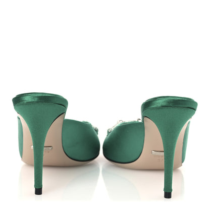 Gucci Raso Seta Malaga Kid Crystal Horsebit Sandals 37 Jade Caribbean Green 6 of 12