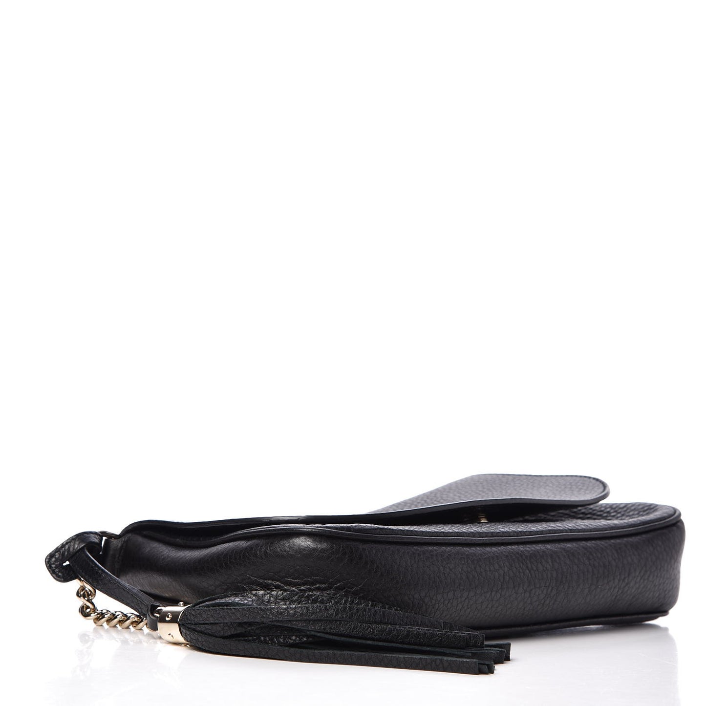 Pebbled Calfskin Medium Soho Flap Crossbody Black