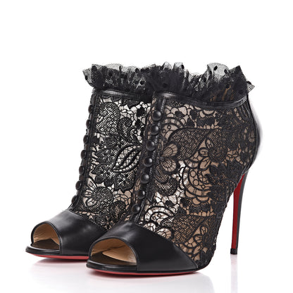 Christian Louboutin Lace Kid Henrietta 100 Booties 38 Black 4 of 11