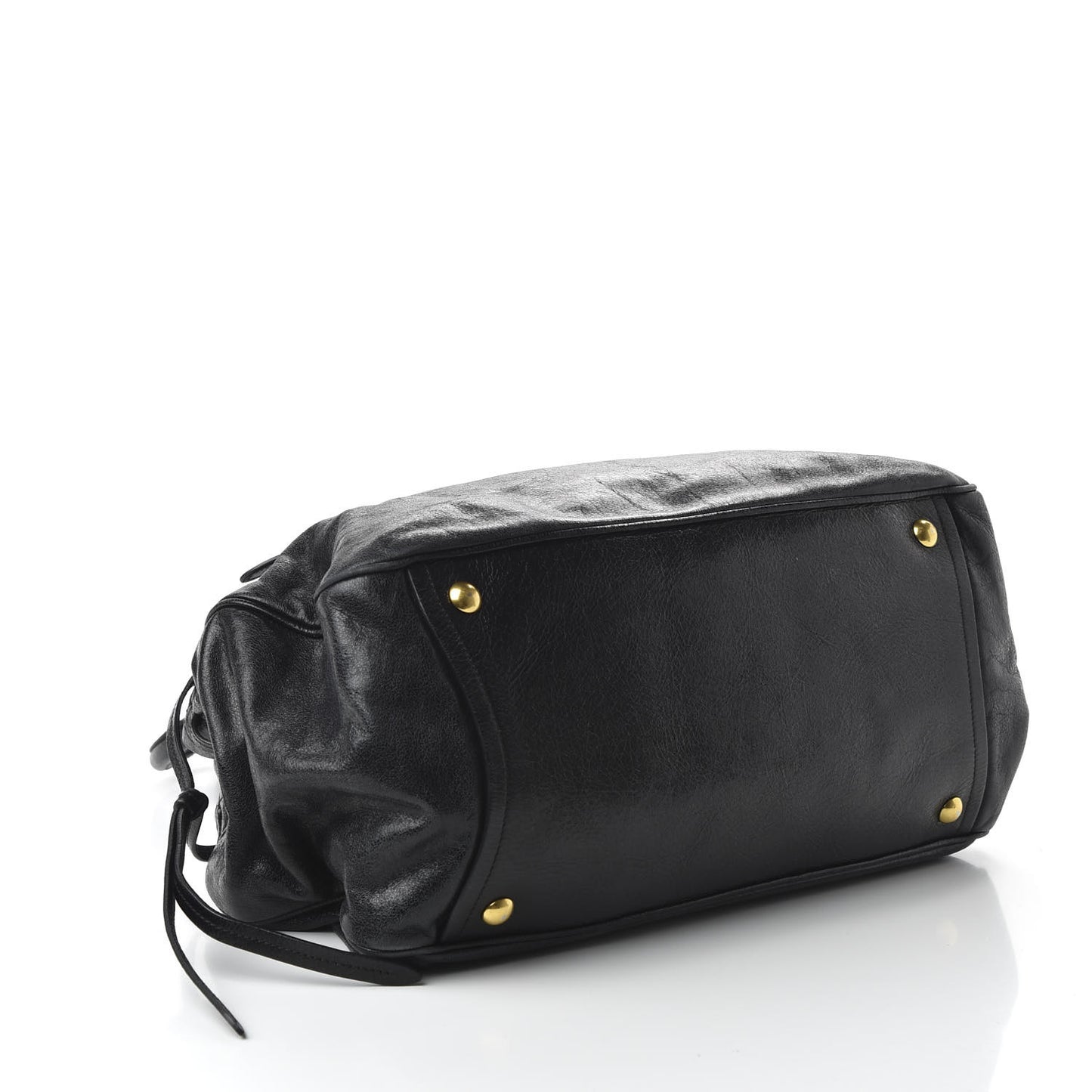 Vitello Shine Bow Shopping Tote Black