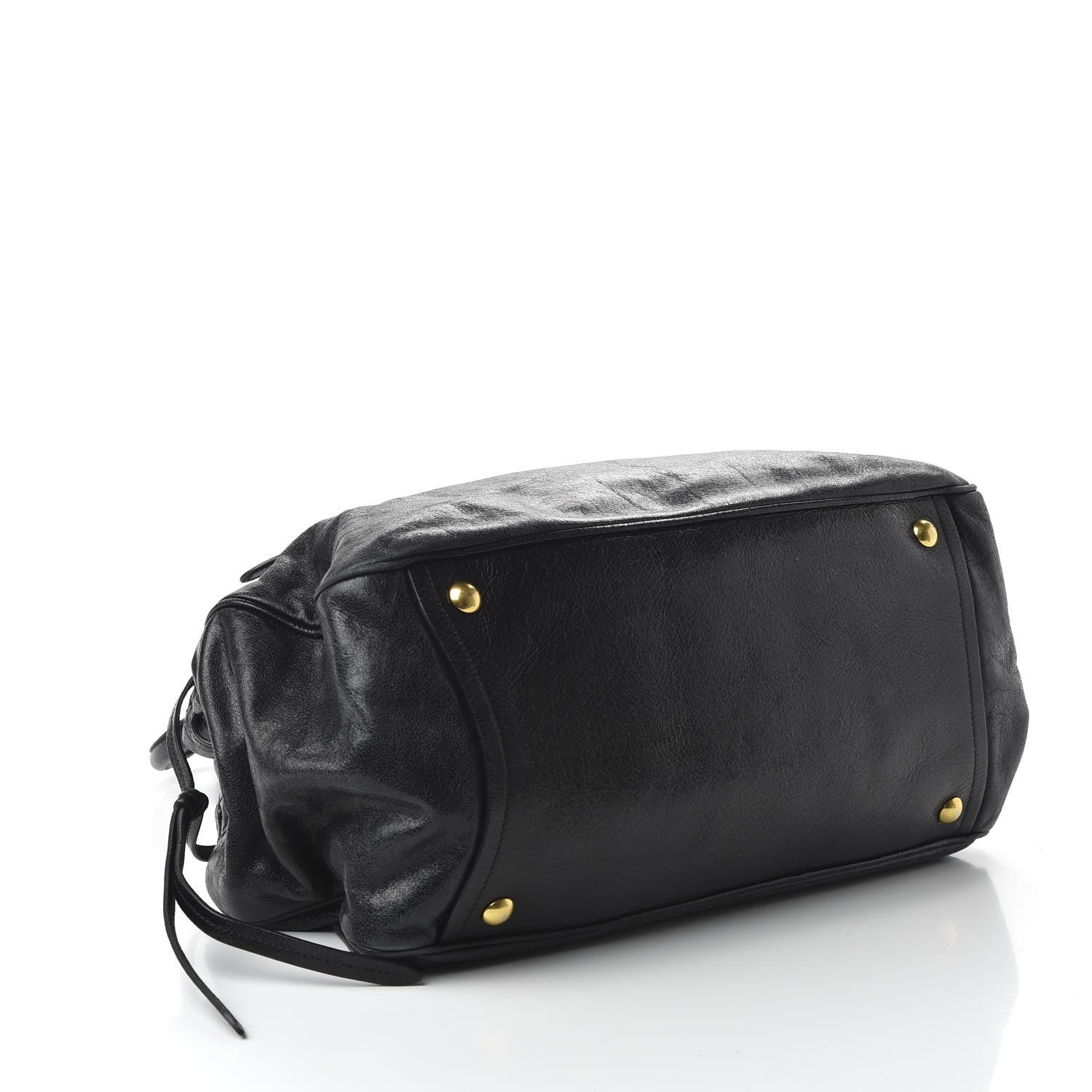 Miu Miu Vitello Shine Bow Shopping Tote Black 5 of 10
