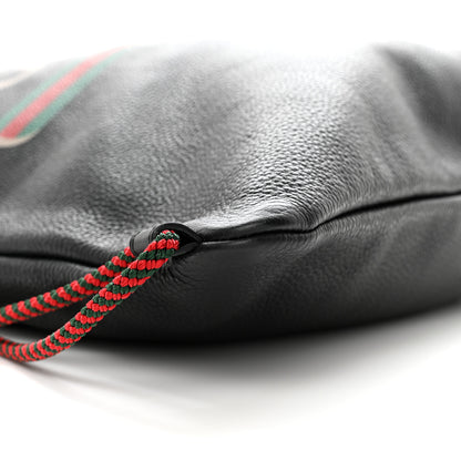 Gucci Calfskin Logo Drawstring Backpack Black 9 of 10