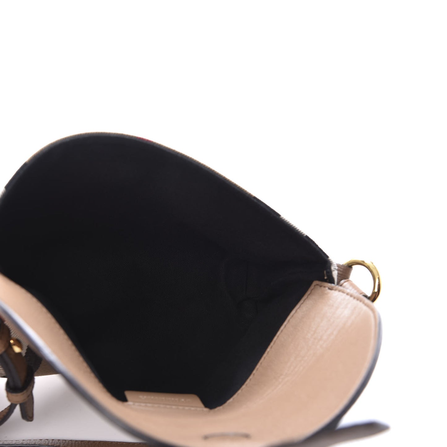 Horseshoe Calfskin House Check Small Milton Crossbody Bag Tan