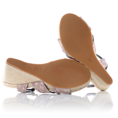 Louis Vuitton Monogram Idylle Majorca Espadrille Wedge Sandals 38 Sepia 4 of 7