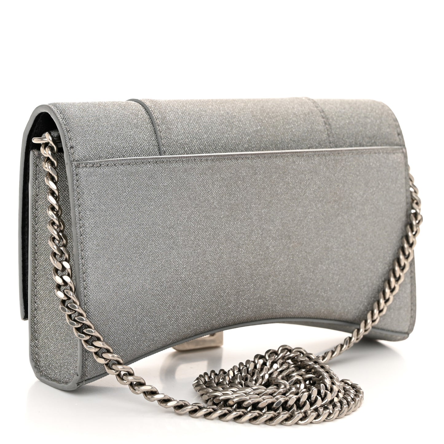 Glitter Fabric Hourglass Chain Bag Grey
