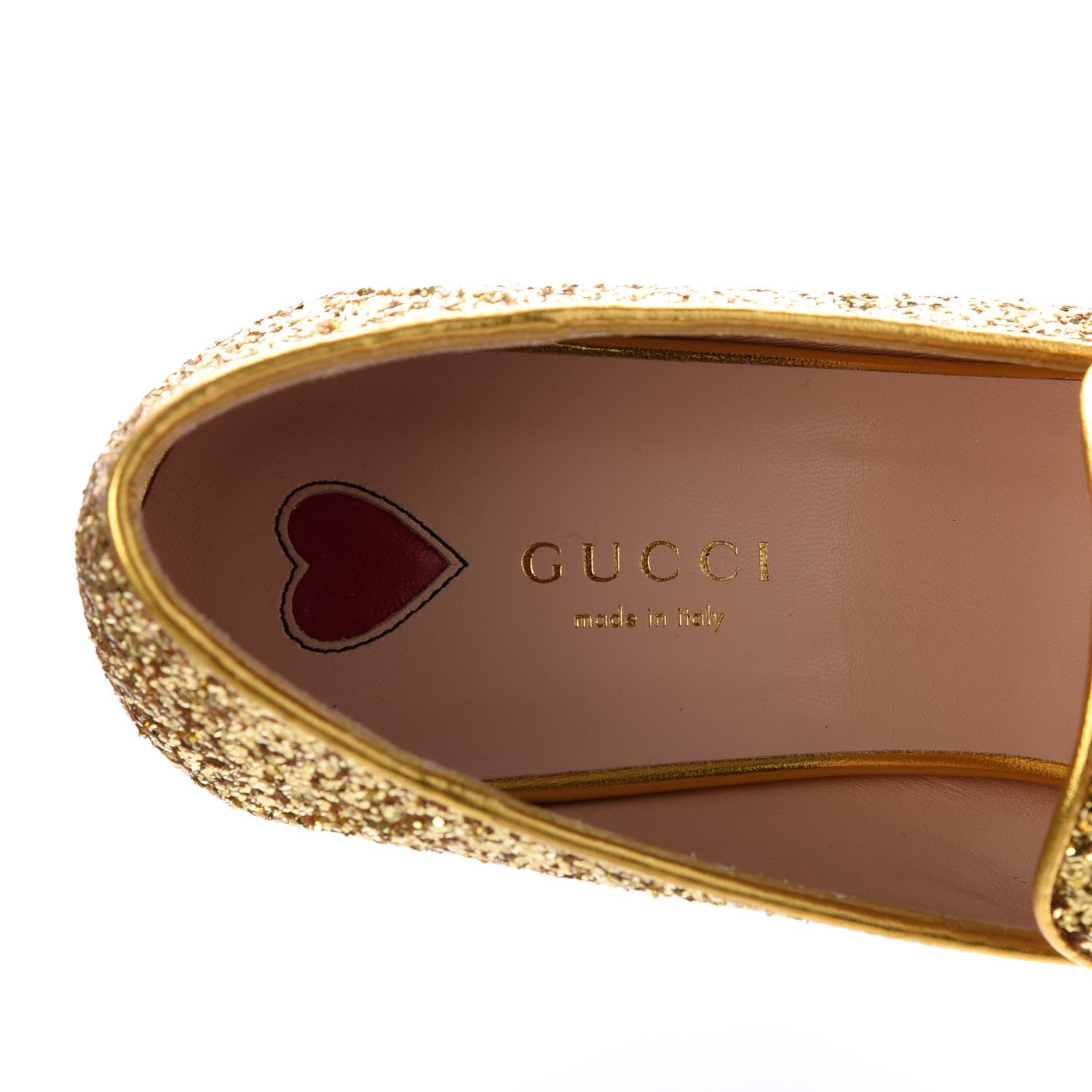 Gucci Glitter Web Peyton Loafers 38 Gold 8 of 10