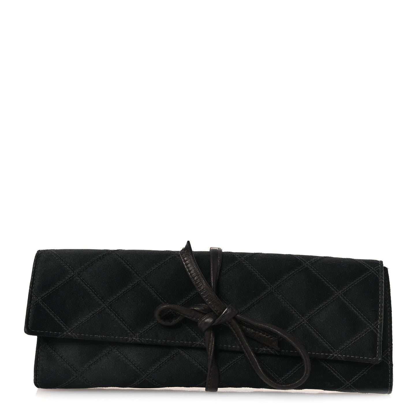 Satin Quilted Jewelry Roll Case Black